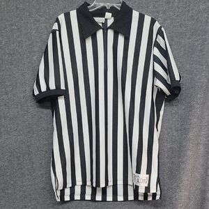 Referee Black & White Striped Shirt Mens XL Honigs Whistle Stop